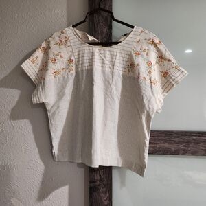 3/$15 Madewell Cream Floral Striped Blouse